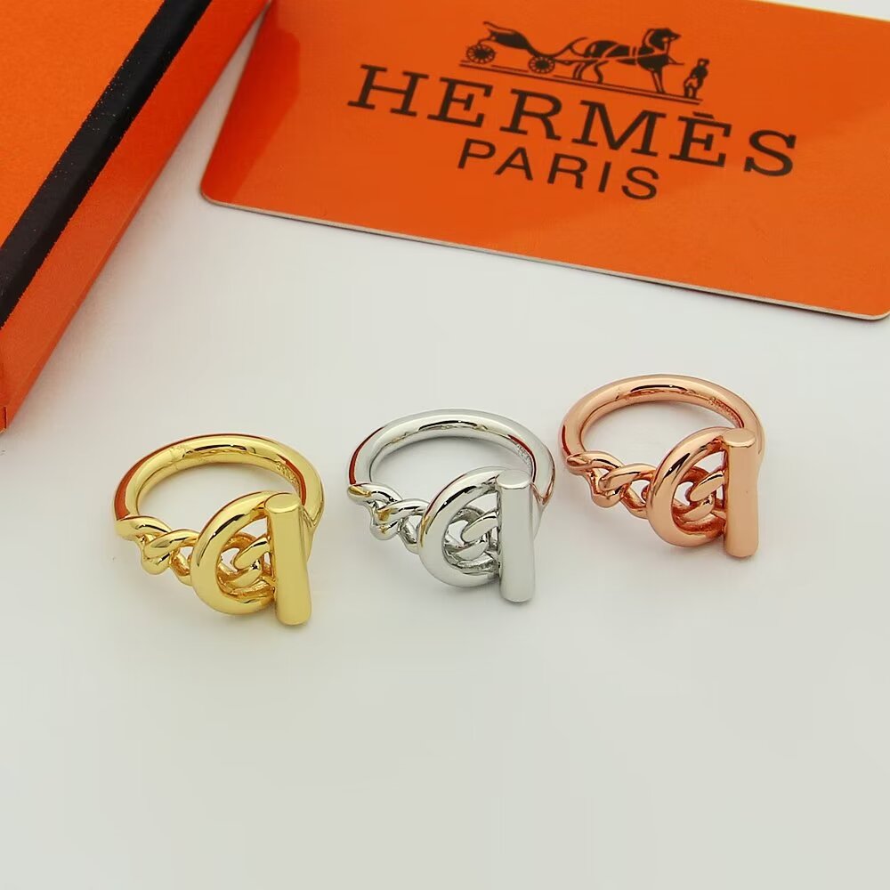 Hermès H戒指爱马仕戒指 麻花猪鼻子戒指