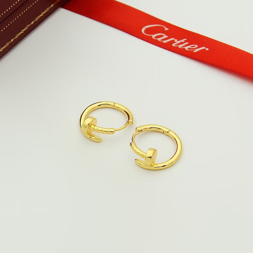 Cartier Juste un Clou Earrings - 18K Gold Plated Nail Design Hoop Earrings 8 a1718522681086 0443