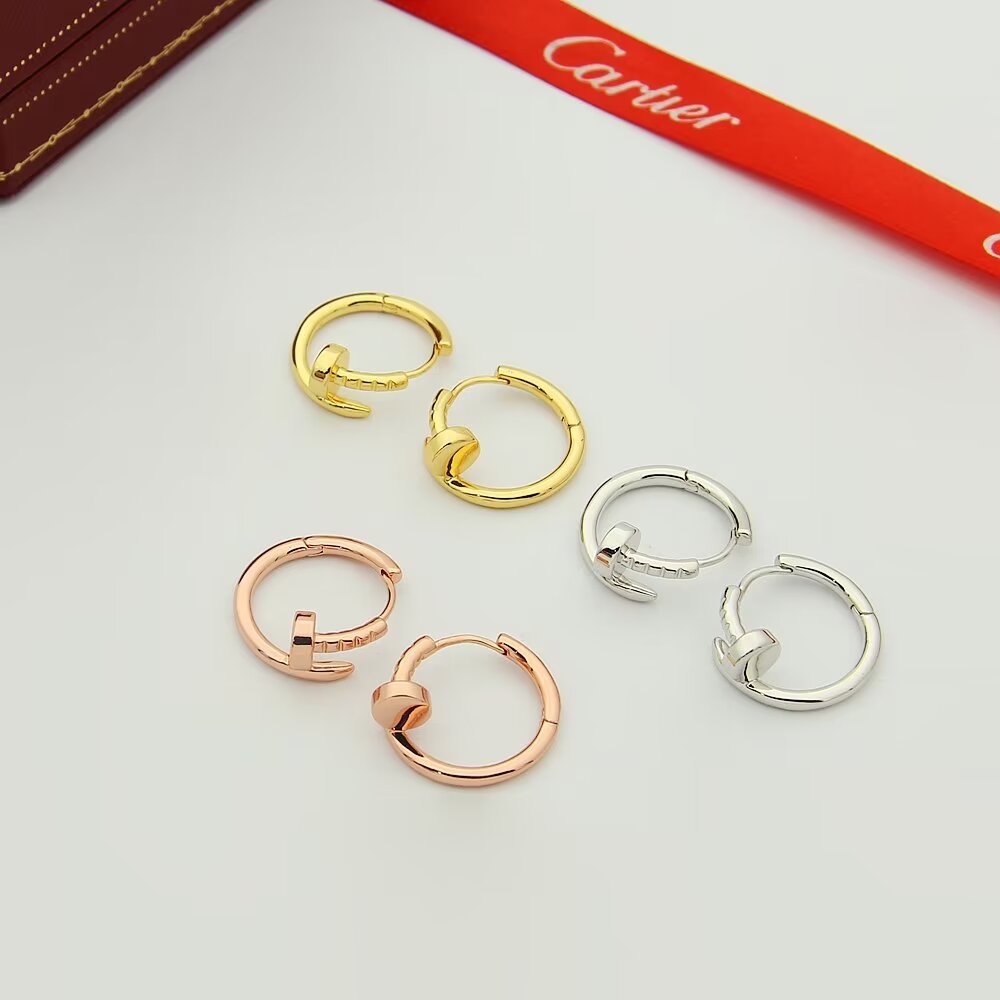 Cartier Juste un Clou Earrings - 18K Gold Plated Nail Design Hoop Earrings 6 a1718522681093 8260