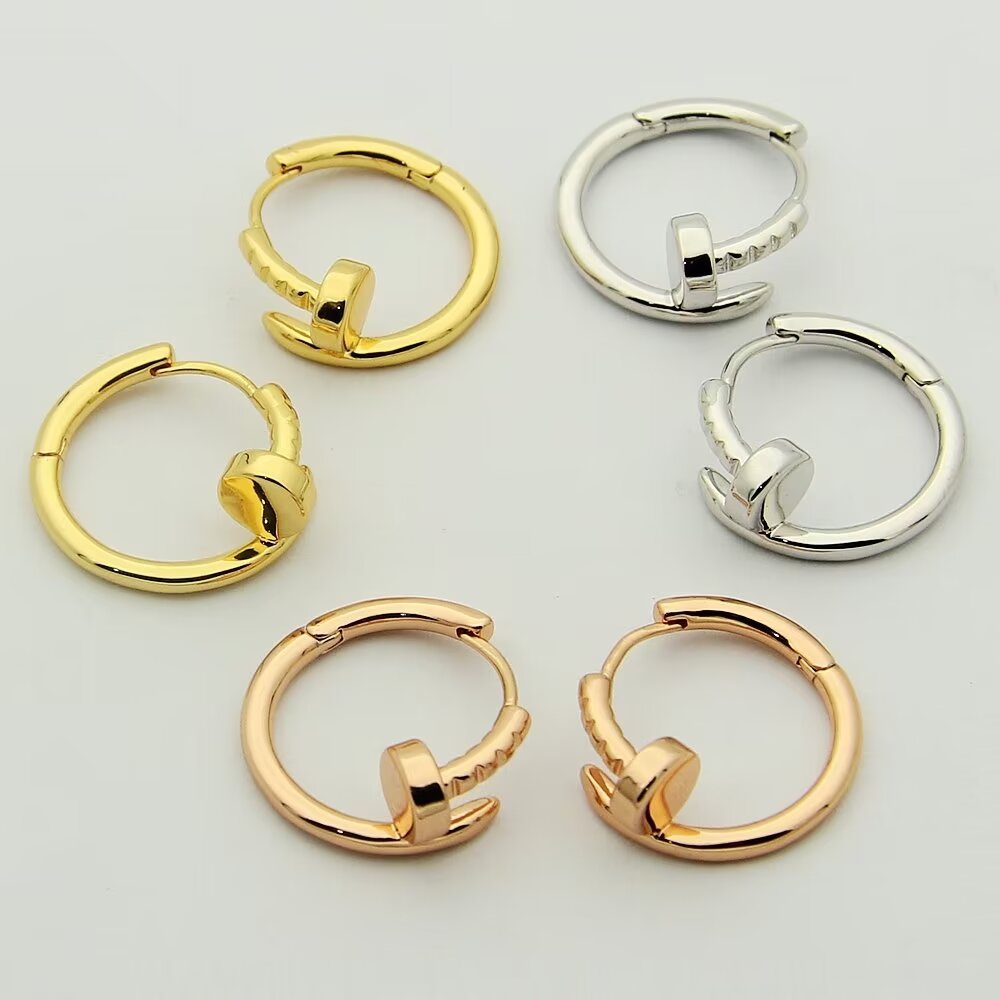 Cartier Juste un Clou Earrings - 18K Gold Plated Nail Design Hoop Earrings 5 a1718522681096 5704