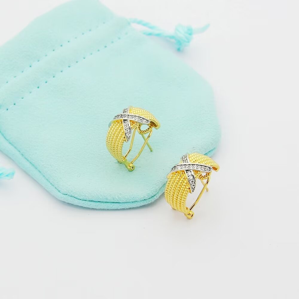 Tiffany & Co. Schlumberger Cross Earrings Gold Plated Noble Elegant Style 6 a1727134007416 8407