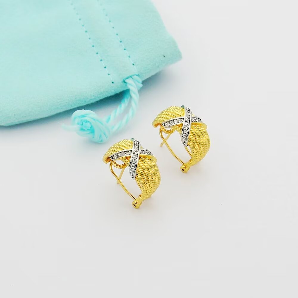 Tiffany & Co. Schlumberger Cross Earrings Gold Plated Noble Elegant Style 8 a1727134007427 4313
