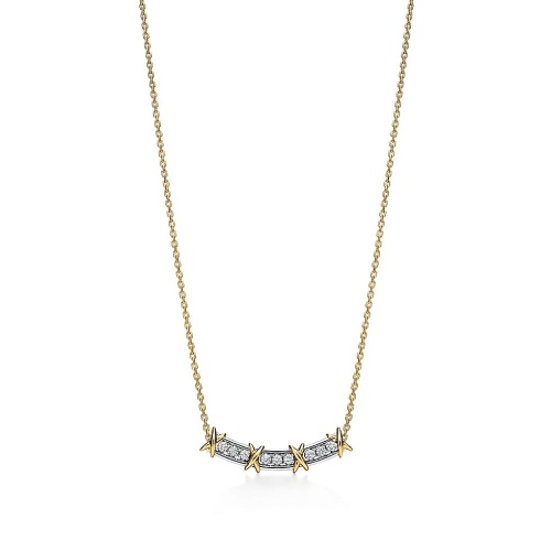 T-shaped Cross Necklace with Full Diamond Inlay, Romantic and Feminine 1 T-shaped Cross Necklace with Full Diamond Inlay, Romantic and Feminine