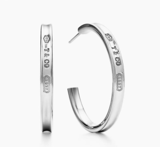 Tiffany & Co. Sterling Silver 1837 Hoop Earrings, Elegant Everyday Jewelry 1 Tiffany & Co. Sterling Silver 1837 Hoop Earrings, Elegant Everyday Jewelry