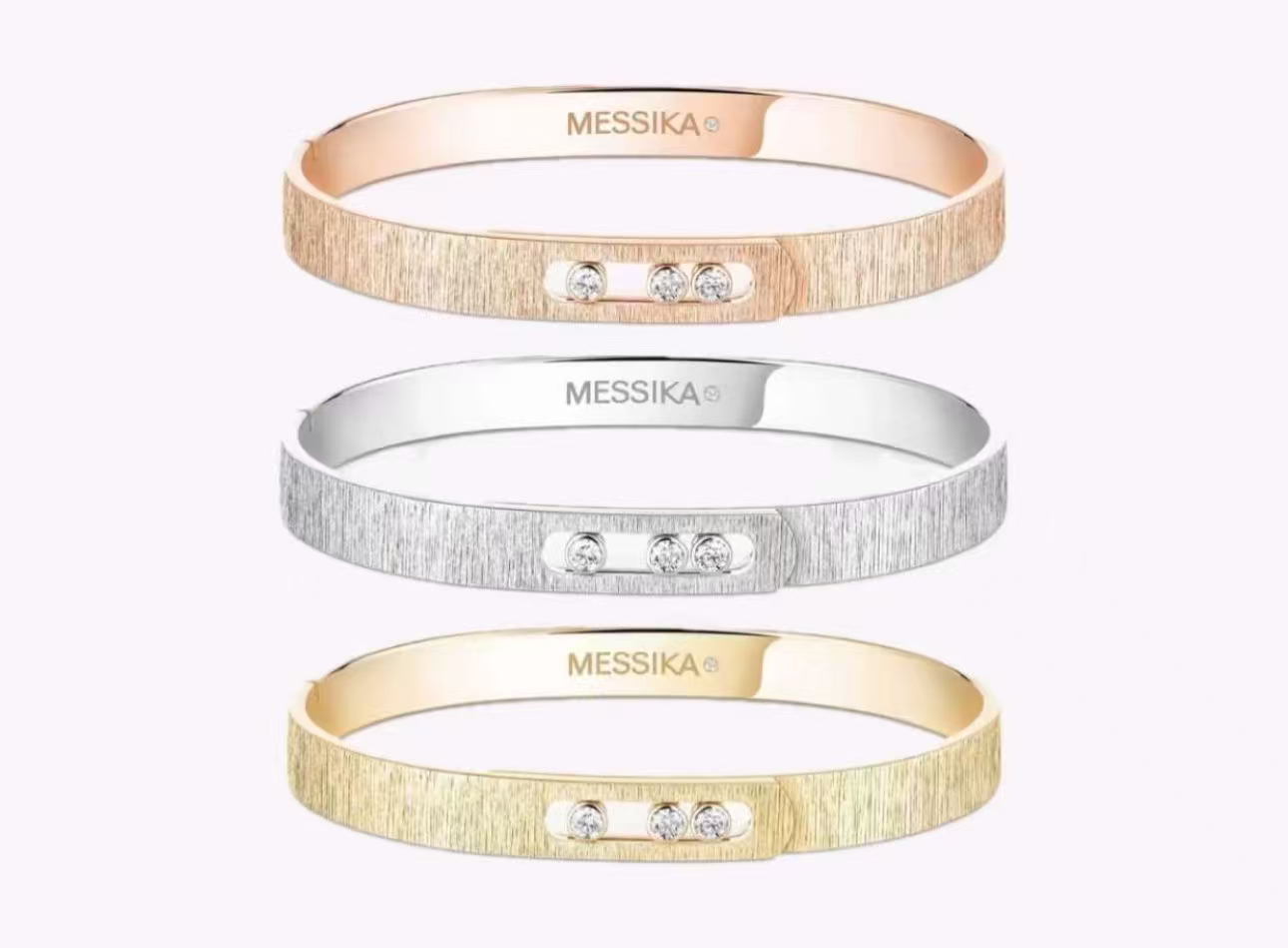Messika Move Noa bracelet 18K rose gold 18K white gold 18K yellow gold with clear diamond accents 17cm