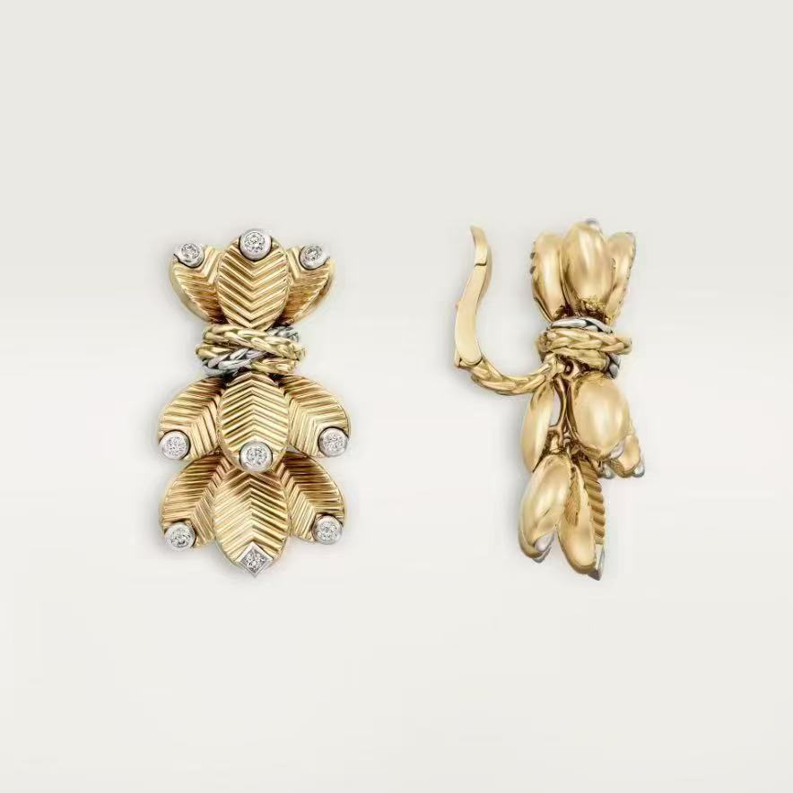 Cartier Cartier卡地亚咖啡豆叶子耳夹 的咖啡香 金质完美塑造咖啡叶片 重现50年代的优雅