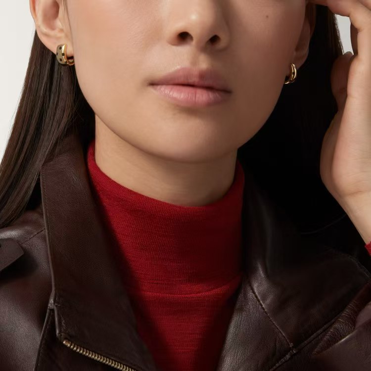 Cartier Cartier卡地亚 豹纹耳钉 款 亚金版本电镀厚金奢华耳钉 女神 显脸瘦三