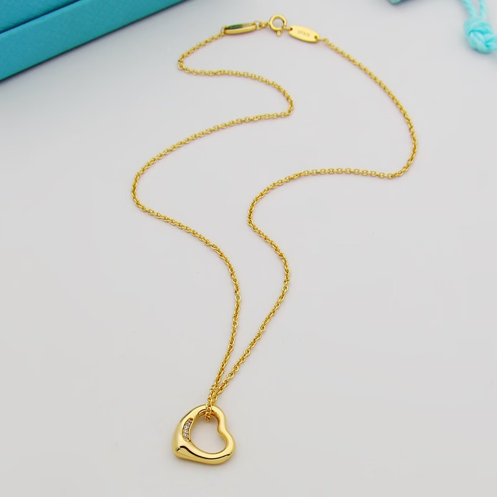Tiffany & Co. Tiff蒂芙尼项链爱心项链5钻桃心项链 低调优雅 的品质 百搭亚金电镀厚金项链