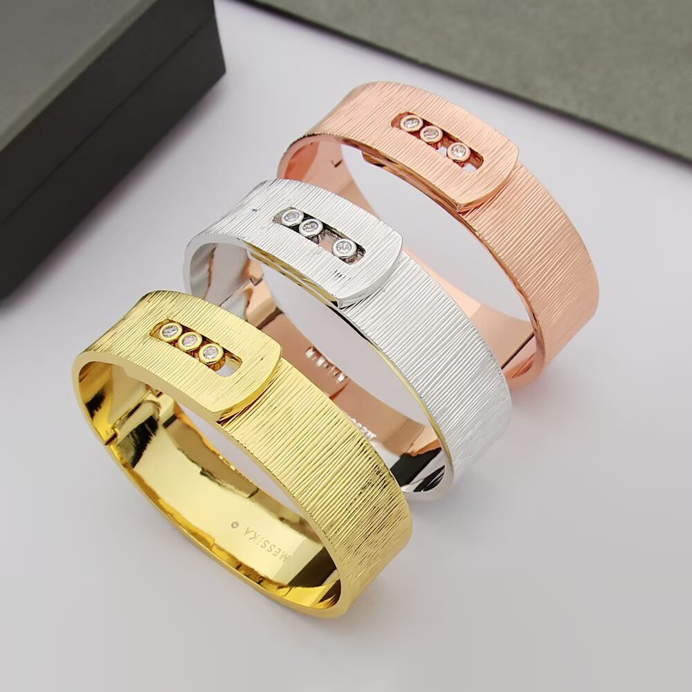Messika Move Noa bracelet brushed yellow gold with clear diamonds 17cm