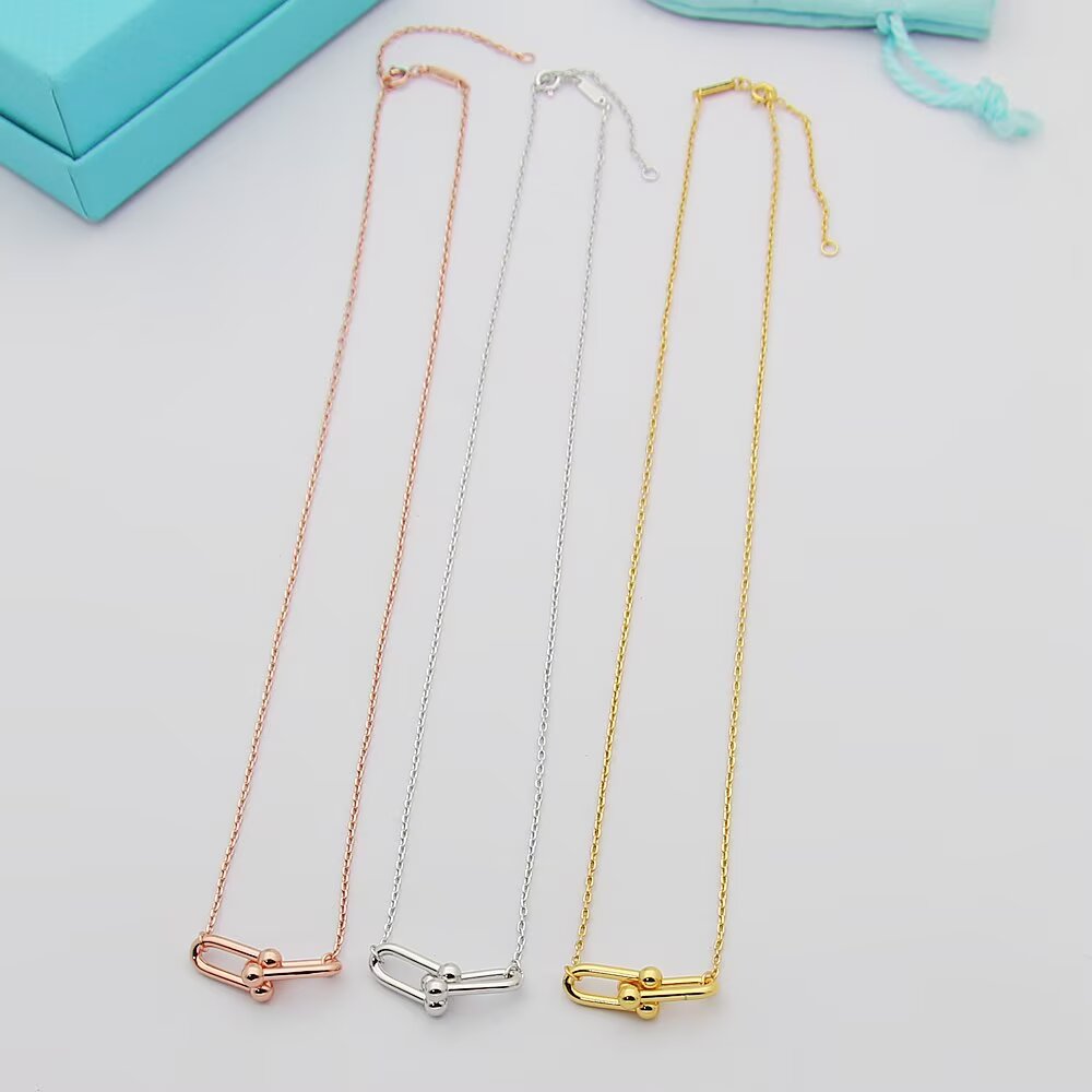 Tiffany & Co. Tiffany HardWear系列蒂芙尼项链双节链环项链亚金电镀厚金