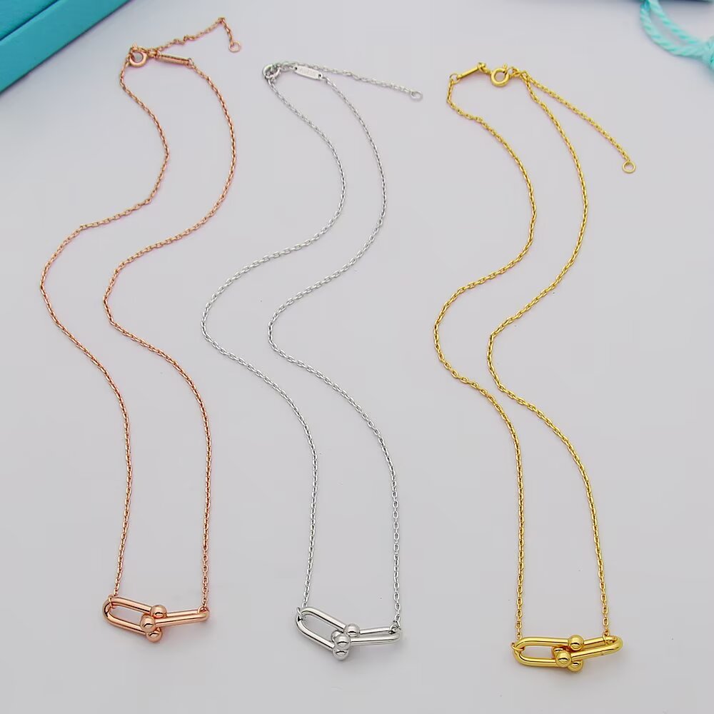 Tiffany & Co. Tiffany HardWear系列蒂芙尼项链双节链环项链亚金电镀厚金