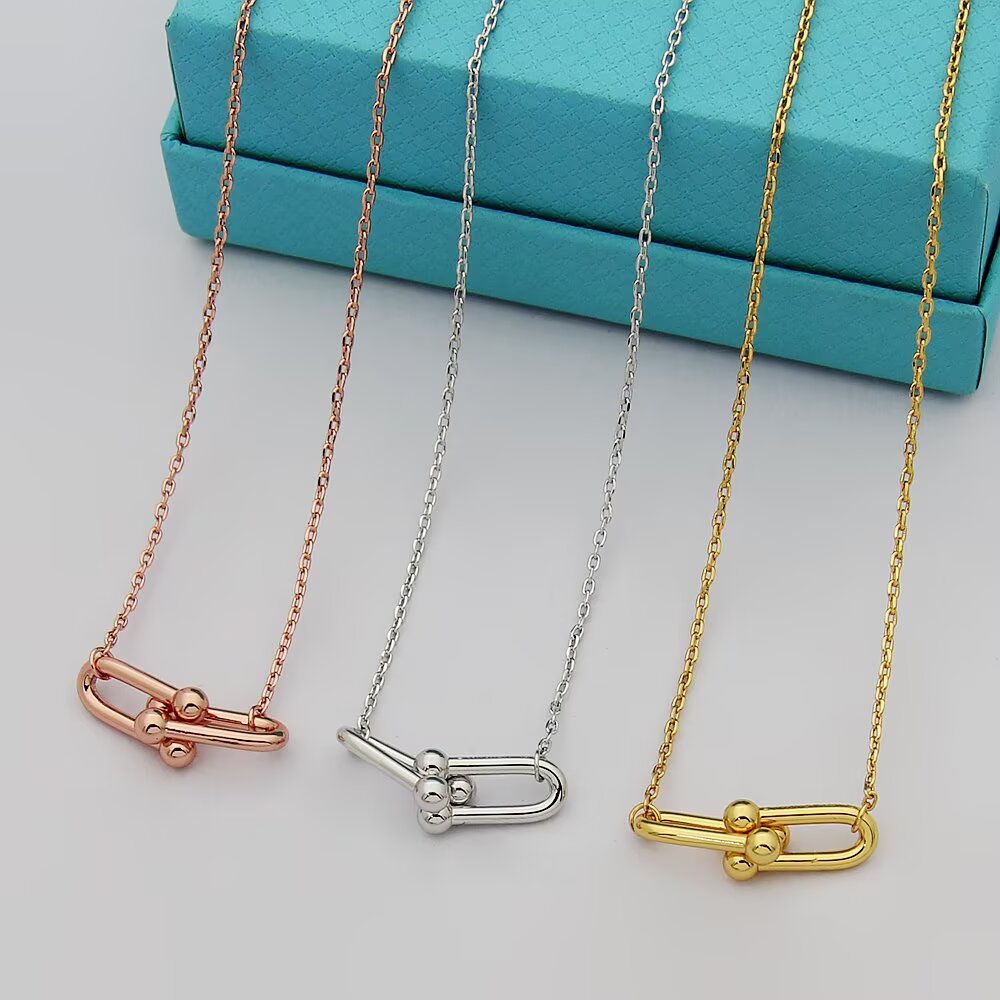 Tiffany & Co. Tiffany HardWear系列蒂芙尼项链双节链环项链亚金电镀厚金
