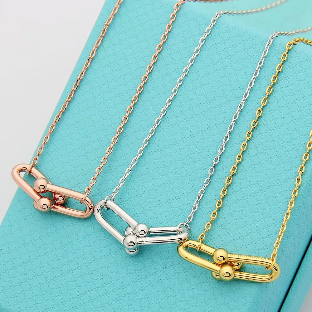 Tiffany & Co. Tiffany HardWear系列蒂芙尼项链双节链环项链亚金电镀厚金
