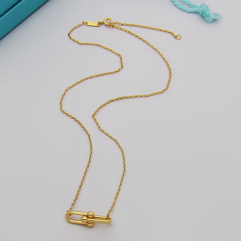 Tiffany & Co. Tiffany HardWear系列蒂芙尼项链双节链环项链亚金电镀厚金