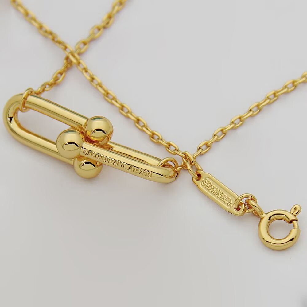 Tiffany & Co. Tiffany HardWear系列蒂芙尼项链双节链环项链亚金电镀厚金