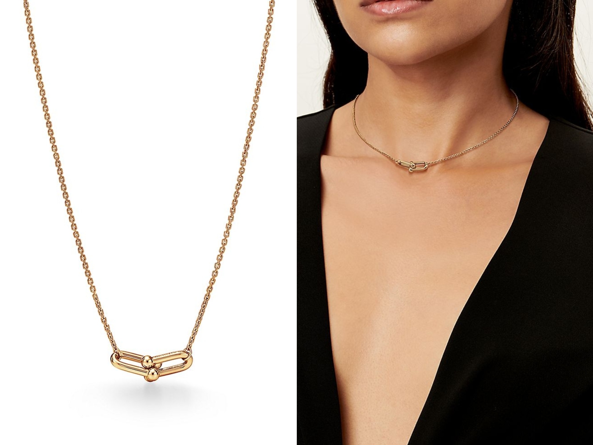 Tiffany & Co. Tiffany HardWear系列蒂芙尼项链双节链环项链亚金电镀厚金