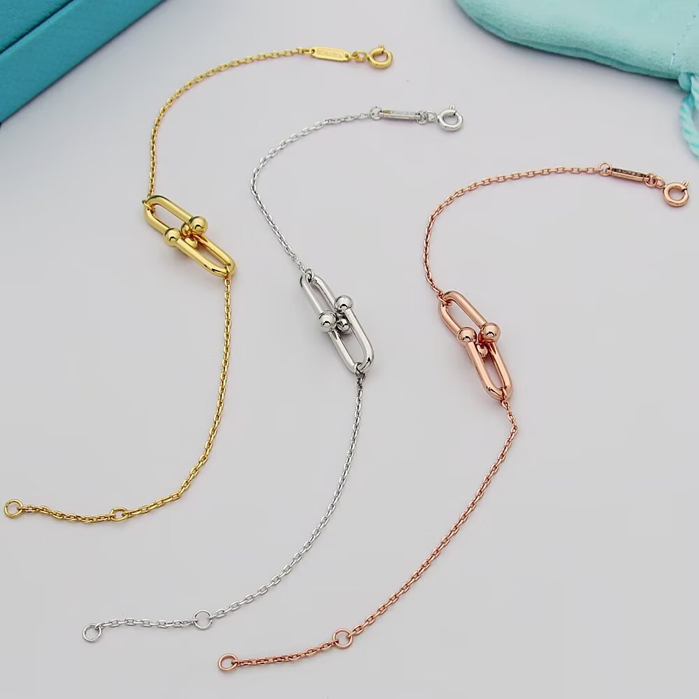 Tiffany & Co. Tiffany HardWear系列蒂芙尼手链双节链环手链亚金电镀厚金手链