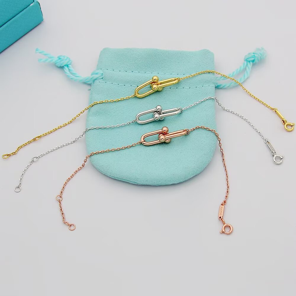 Tiffany & Co. Tiffany HardWear系列蒂芙尼手链双节链环手链亚金电镀厚金手链