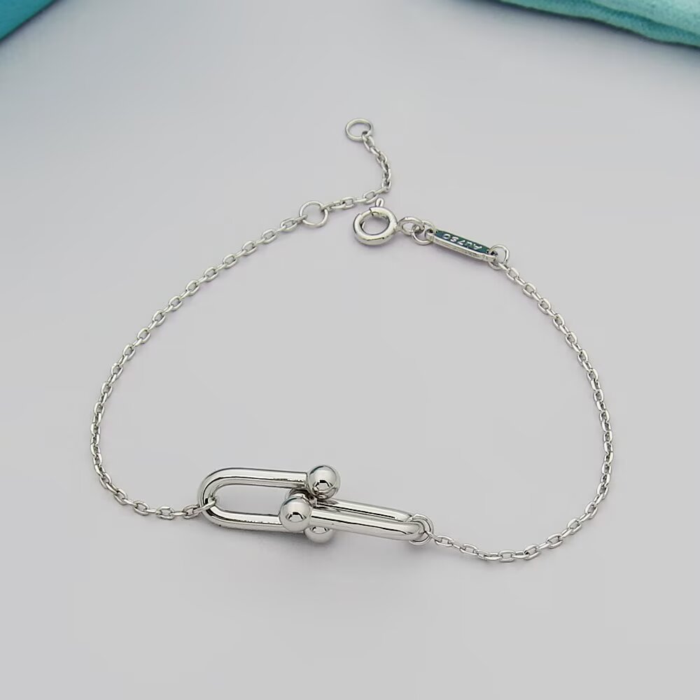Tiffany & Co. Tiffany HardWear系列蒂芙尼手链双节链环手链亚金电镀厚金手链