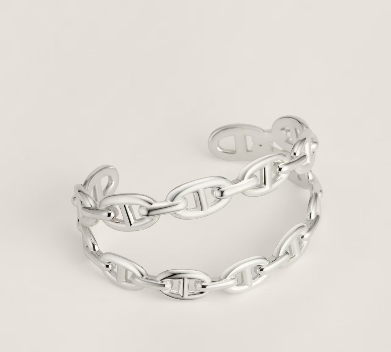 Hermes Chaine d Ancre Enchainee bracelet Sterling silver silver-toned metal no gemstones One Size adjustable open cuff
