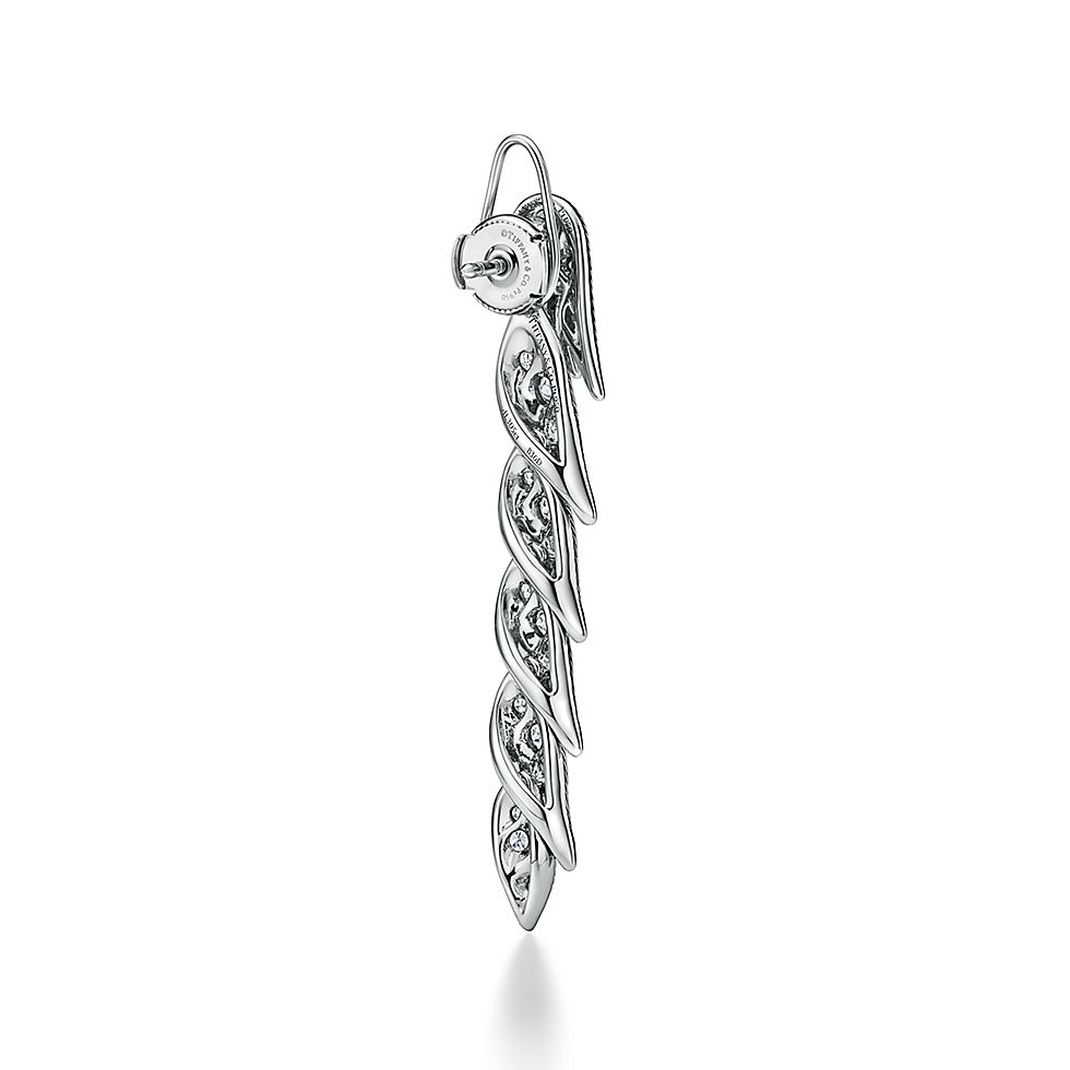 Tiffany & Co. Tiffany 蒂夫尼耳钉石上鸟系列羽毛耳钉，灵动羽翼耳坠飞羽耳