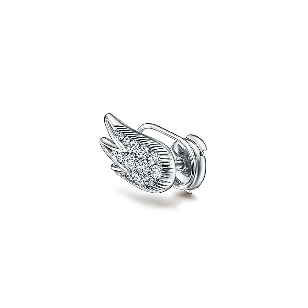 Tiffany & Co. Tiffany 蒂夫尼耳钉石上鸟系列羽毛耳钉，灵动羽翼耳坠飞羽耳