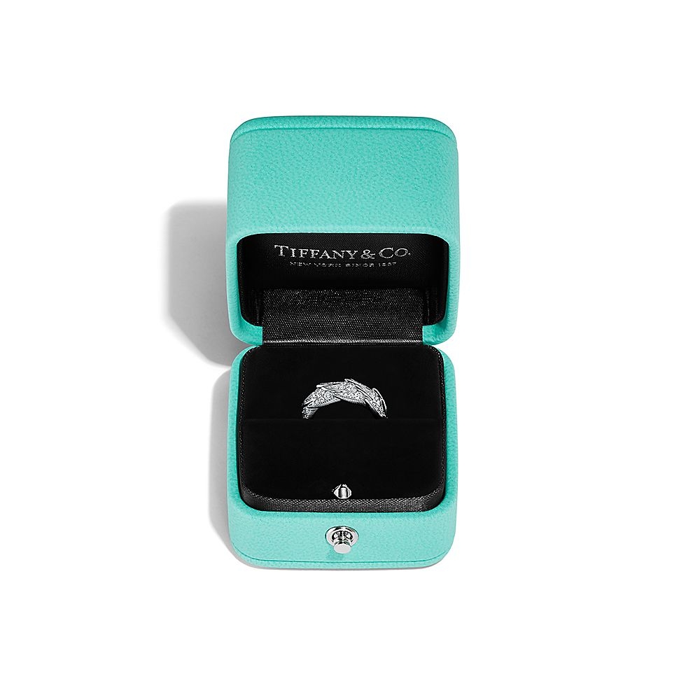 Tiffany & Co. Tiffany蒂芙尼戒指石上鸟系列，灵动羽翼宽式戒指，飞羽宽式戒指size6789