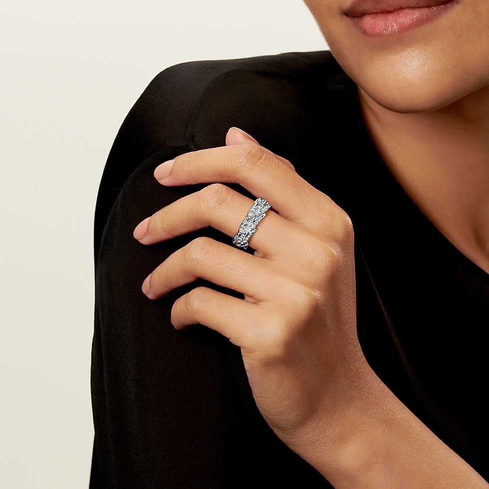Tiffany & Co. Tiffany蒂芙尼戒指石上鸟系列，灵动羽翼宽式戒指，飞羽宽式戒指size6789