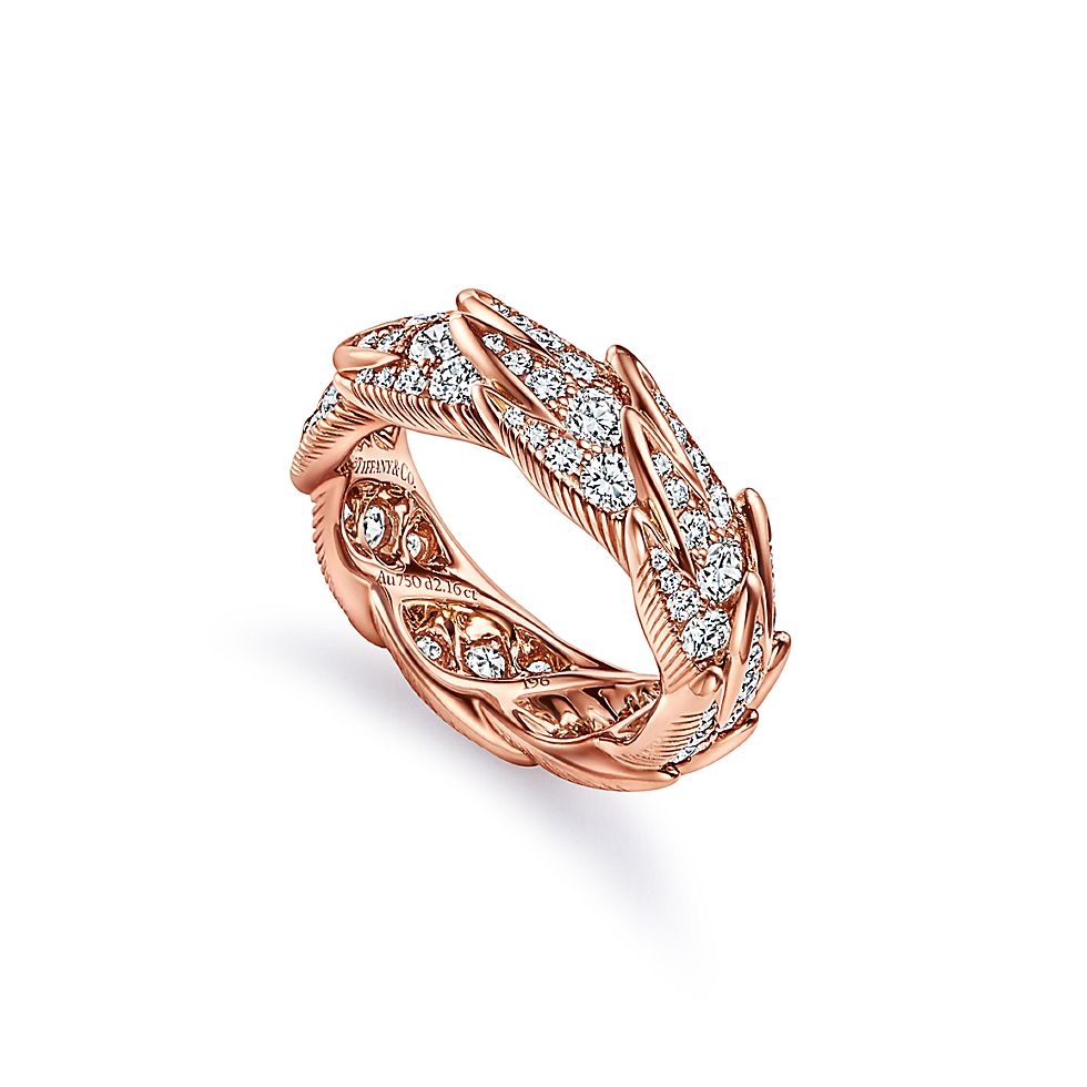 Tiffany & Co. Tiffany蒂芙尼戒指石上鸟系列，灵动羽翼宽式戒指，飞羽宽式戒指size6789