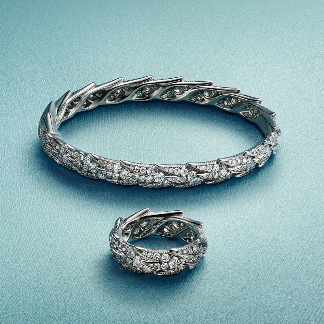 Tiffany & Co. Tiffany蒂芙尼手镯石上鸟系列灵动羽翼宽式手镯 飞羽宽式手镯