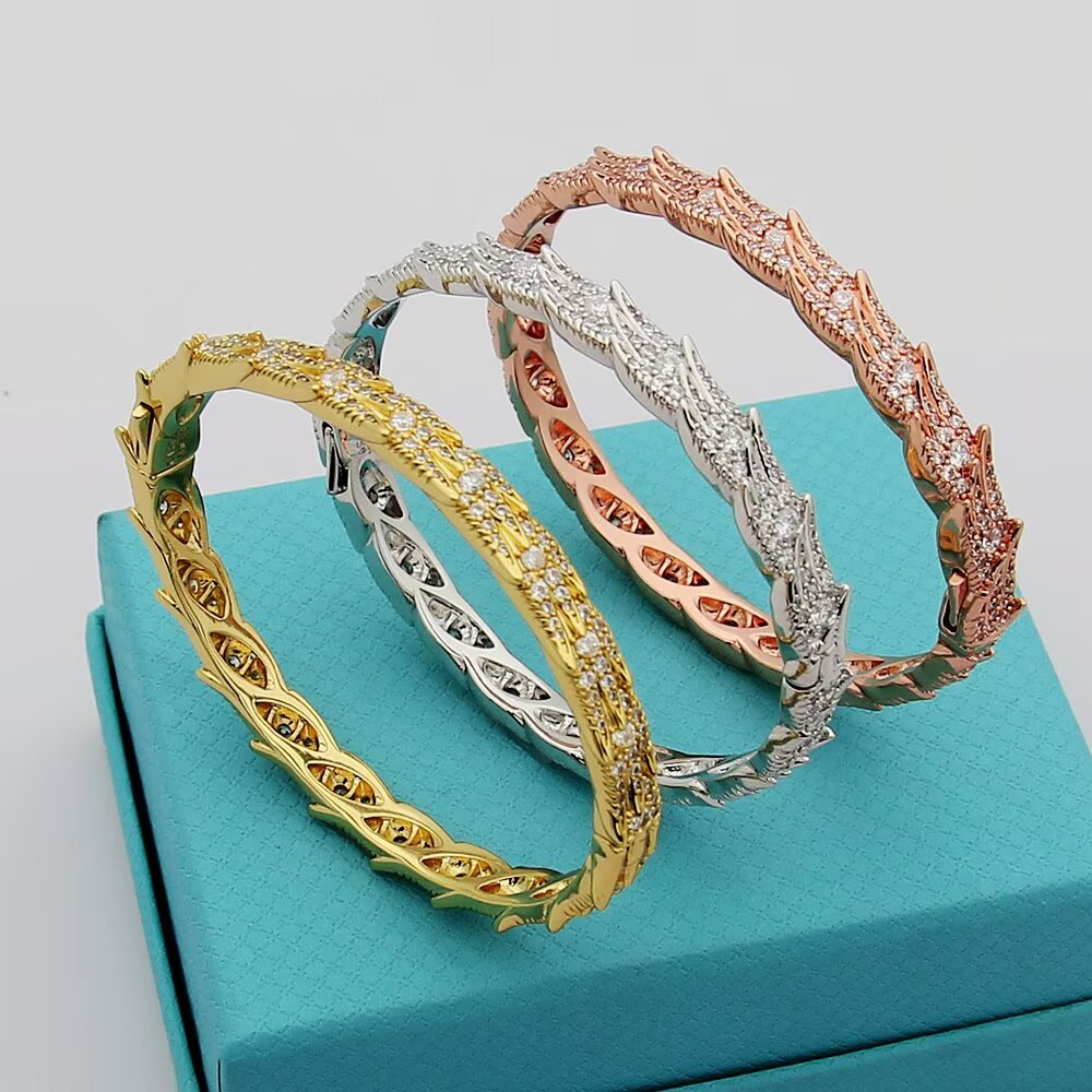Tiffany & Co. Tiffany蒂芙尼手镯石上鸟系列灵动羽翼宽式手镯 飞羽宽式手镯