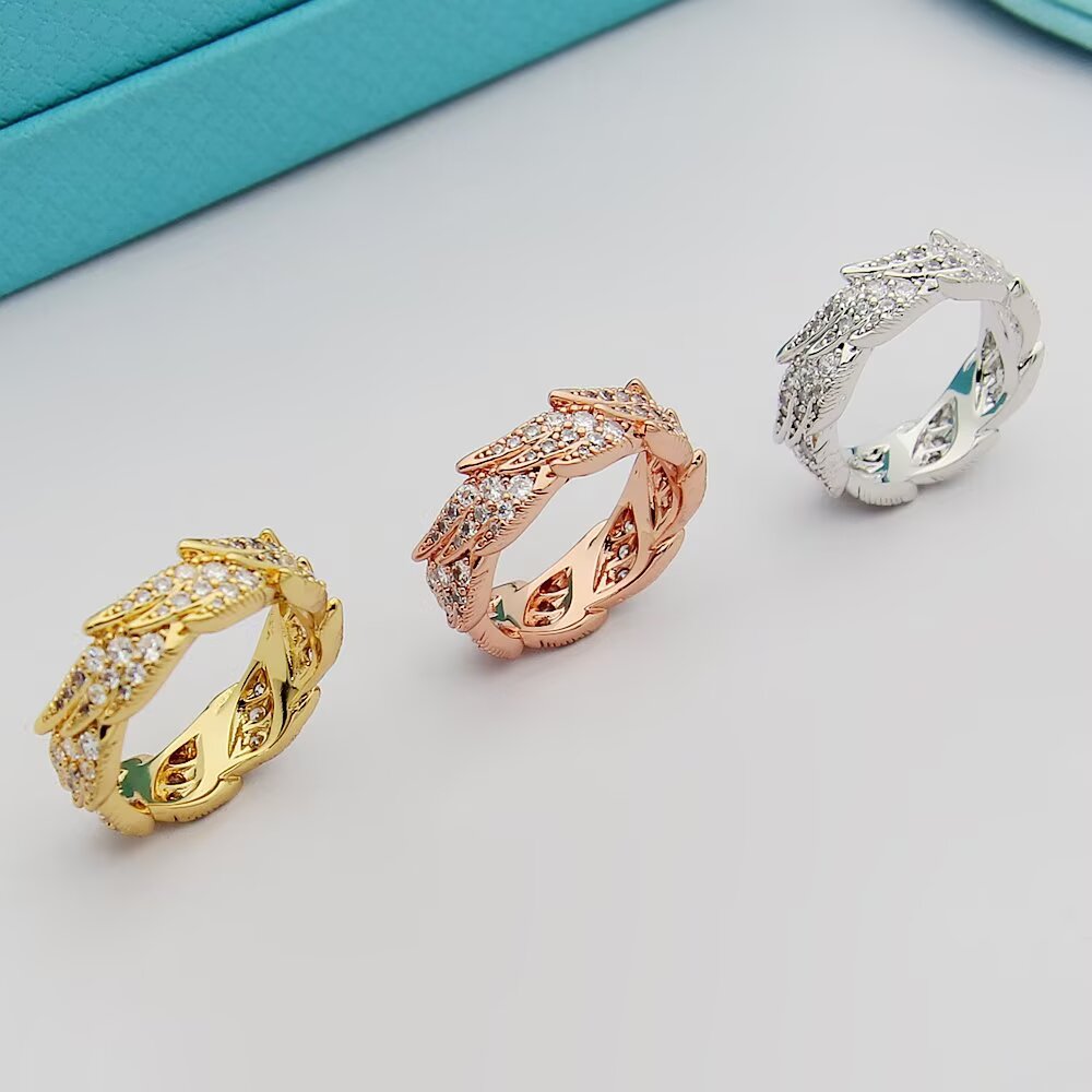 Tiffany & Co. Tiffany蒂芙尼戒指石上鸟系列，灵动羽翼宽式戒指，飞羽宽式戒指size6789