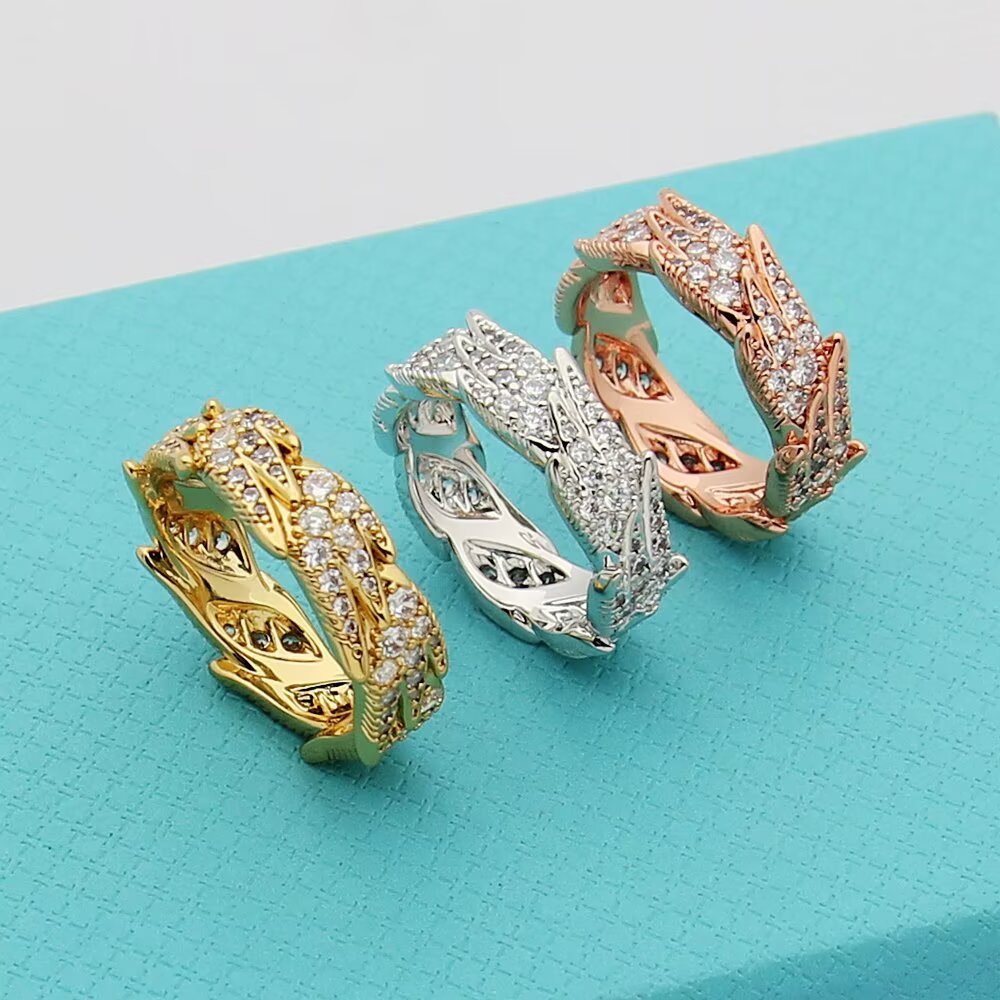 Tiffany & Co. Tiffany蒂芙尼戒指石上鸟系列，灵动羽翼宽式戒指，飞羽宽式戒指size6789