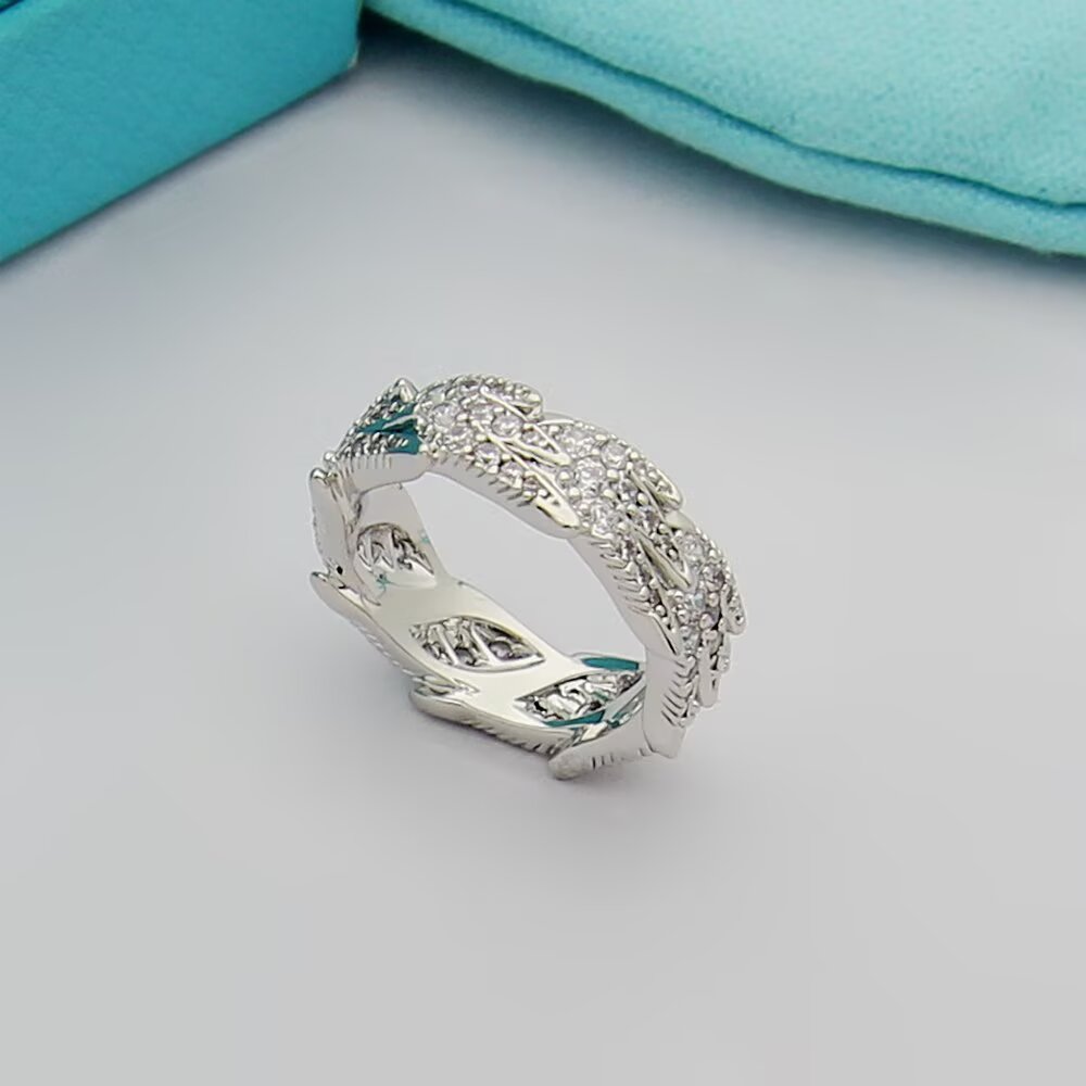 Tiffany & Co. Tiffany蒂芙尼戒指石上鸟系列，灵动羽翼宽式戒指，飞羽宽式戒指size6789