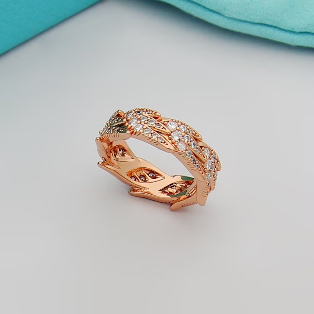 Tiffany & Co. Tiffany蒂芙尼戒指石上鸟系列，灵动羽翼宽式戒指，飞羽宽式戒指size6789