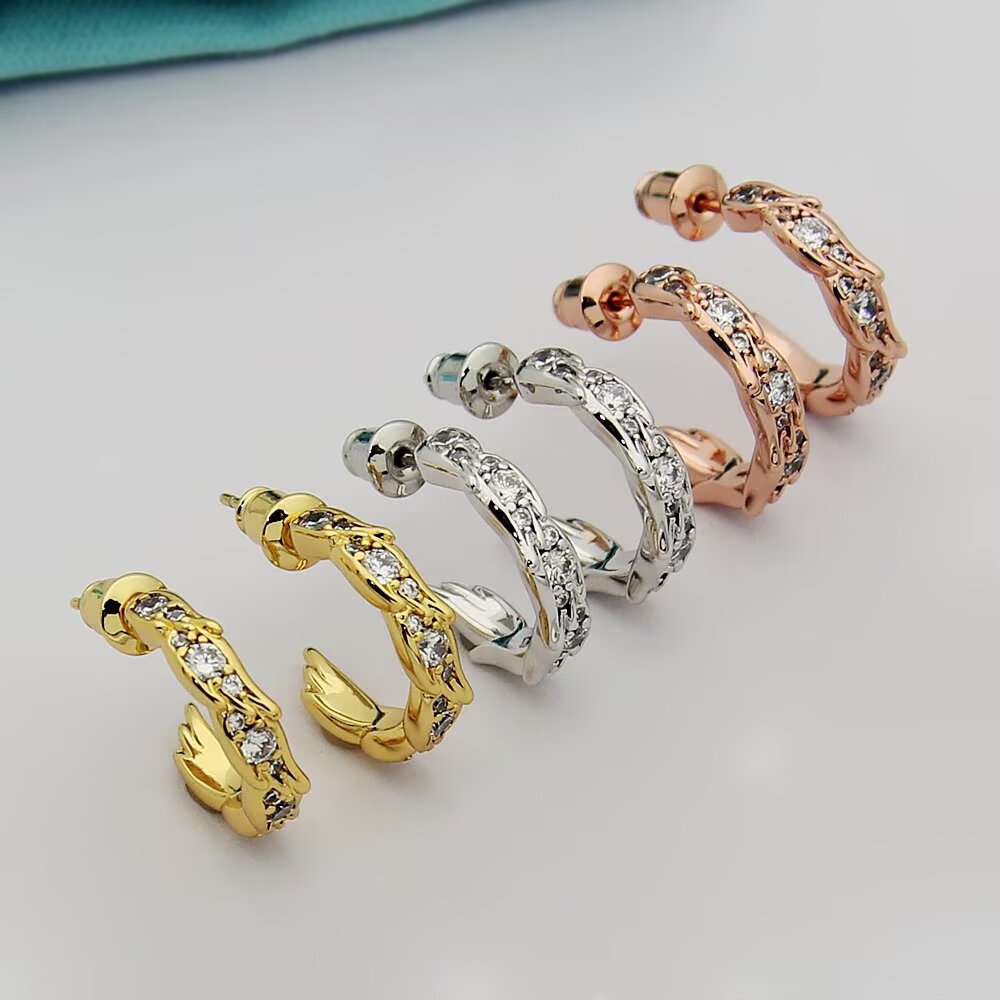 Tiffany & Co. Tiffany蒂芙尼耳钉石上鸟系列灵动羽翼圈形耳环 飞羽圈形耳环