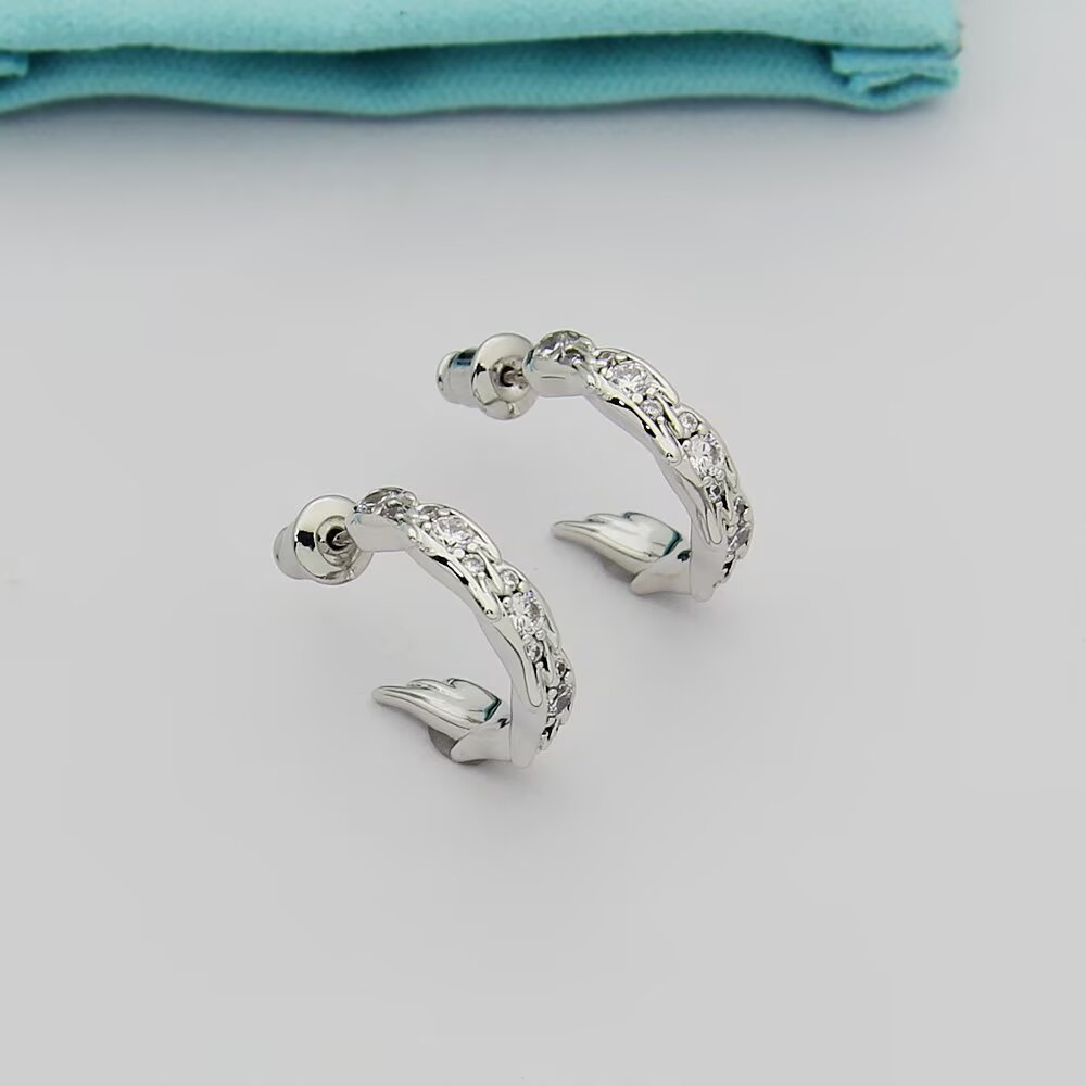 Tiffany & Co. Tiffany蒂芙尼耳钉石上鸟系列灵动羽翼圈形耳环 飞羽圈形耳环
