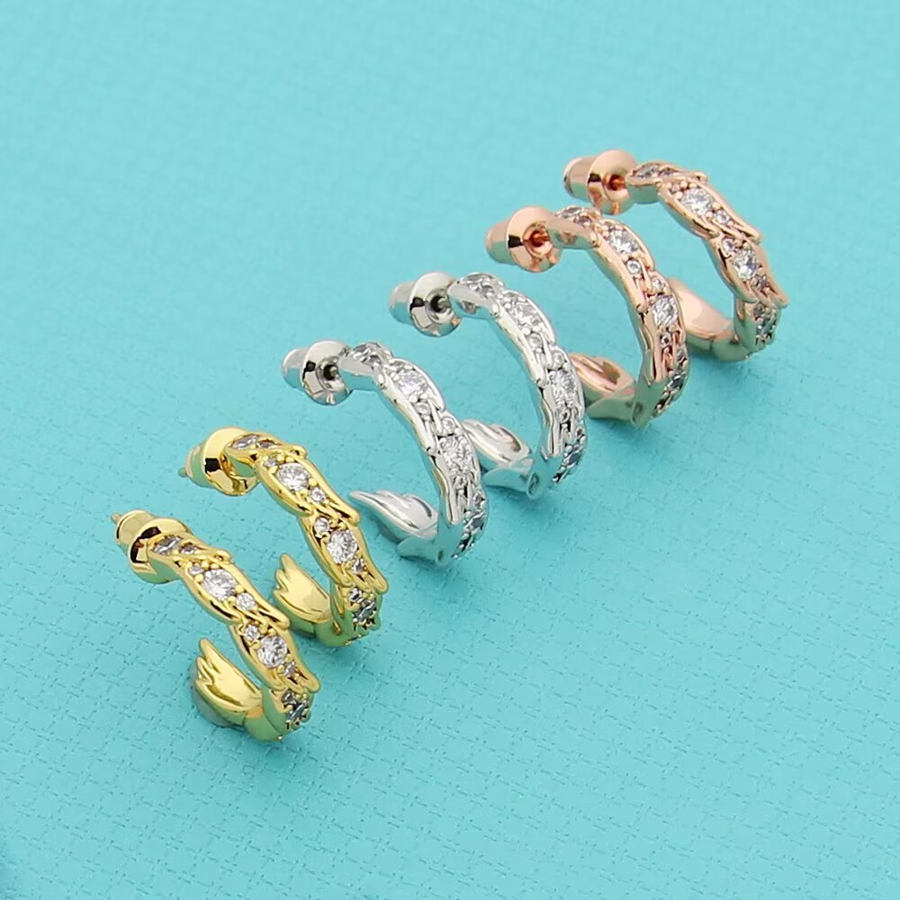 Tiffany & Co. Tiffany蒂芙尼耳钉石上鸟系列灵动羽翼圈形耳环 飞羽圈形耳环