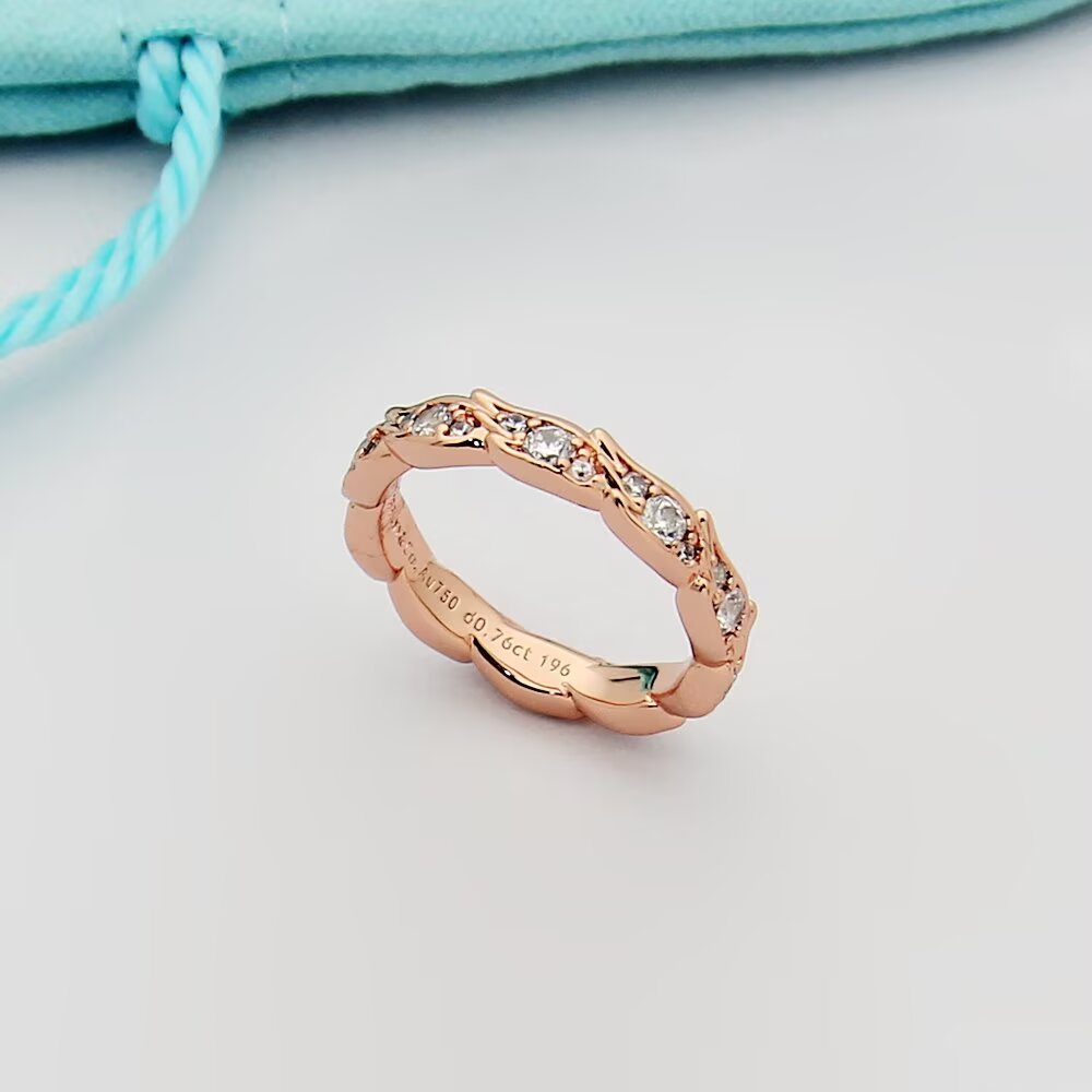 Tiffany & Co. Tiffany蒂芙尼戒指石上鸟系列，灵动羽翼窄式戒指，飞羽窄式戒指size6789