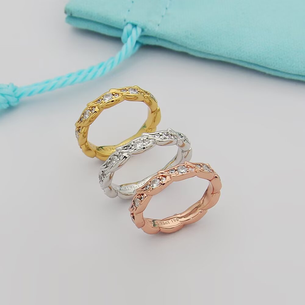 Tiffany & Co. Tiffany蒂芙尼戒指石上鸟系列，灵动羽翼窄式戒指，飞羽窄式戒指size6789