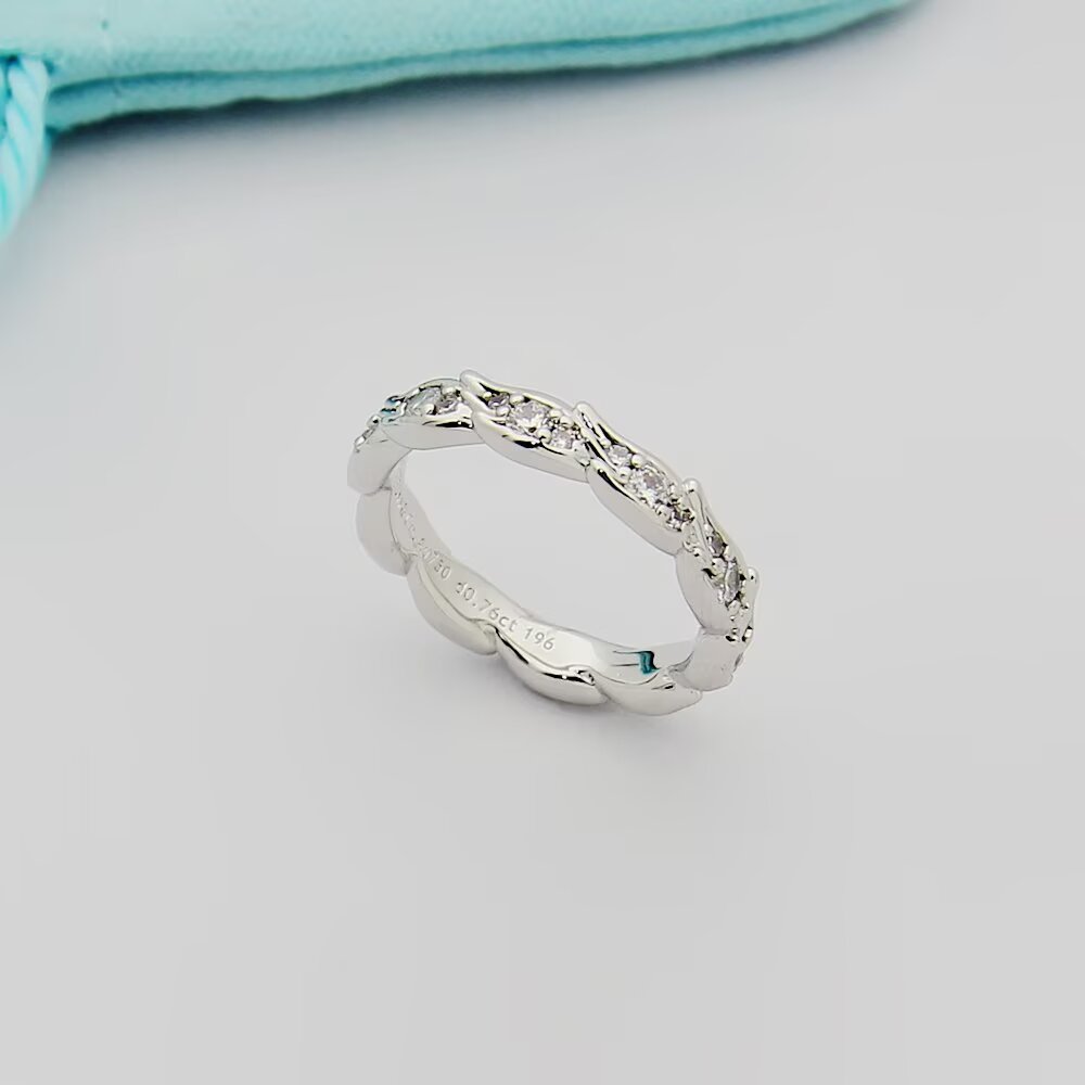 Tiffany & Co. Tiffany蒂芙尼戒指石上鸟系列，灵动羽翼窄式戒指，飞羽窄式戒指size6789