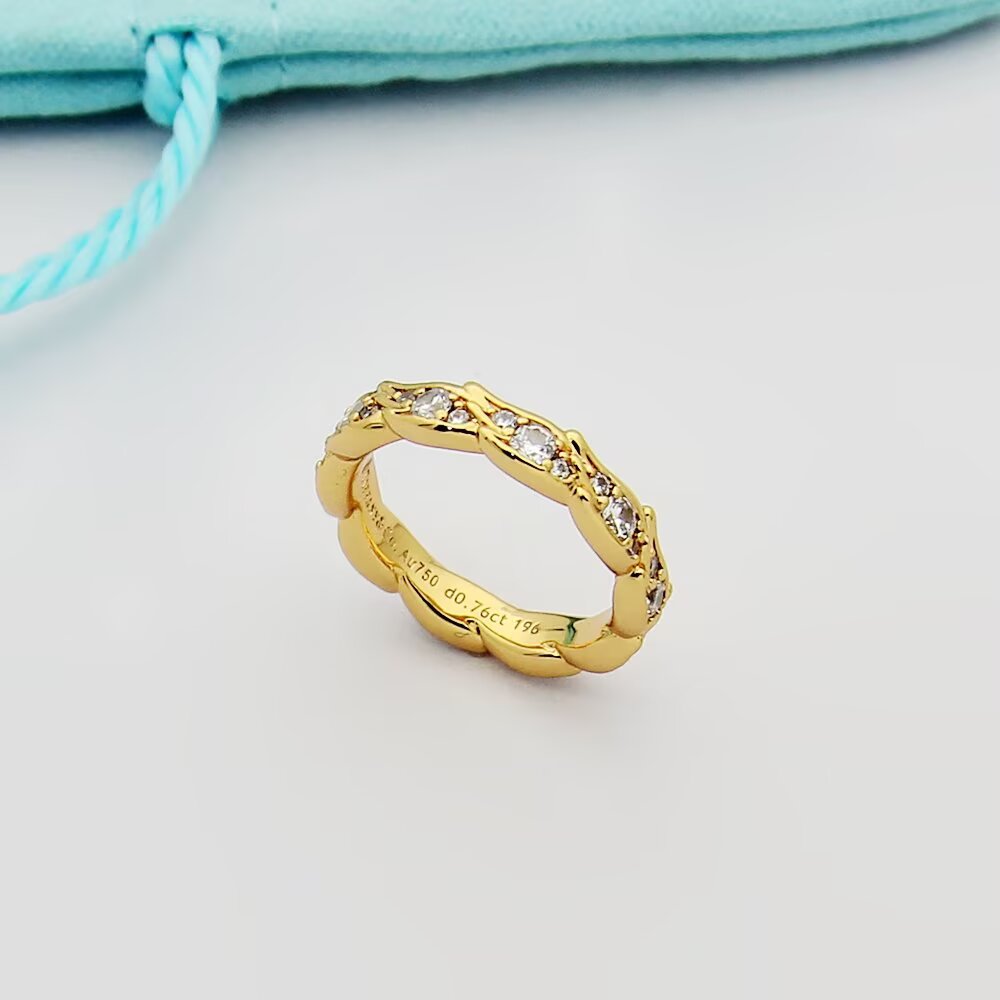 Tiffany & Co. Tiffany蒂芙尼戒指石上鸟系列，灵动羽翼窄式戒指，飞羽窄式戒指size6789