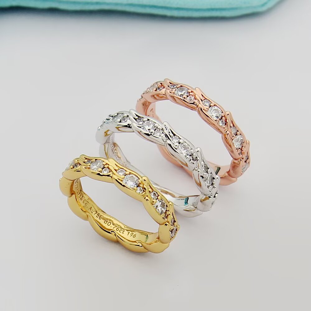 Tiffany & Co. Tiffany蒂芙尼戒指石上鸟系列，灵动羽翼窄式戒指，飞羽窄式戒指size6789