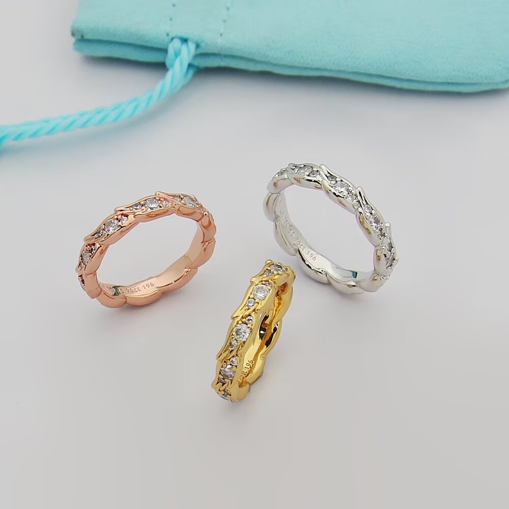 Tiffany & Co. Tiffany蒂芙尼戒指石上鸟系列，灵动羽翼窄式戒指，飞羽窄式戒指size6789