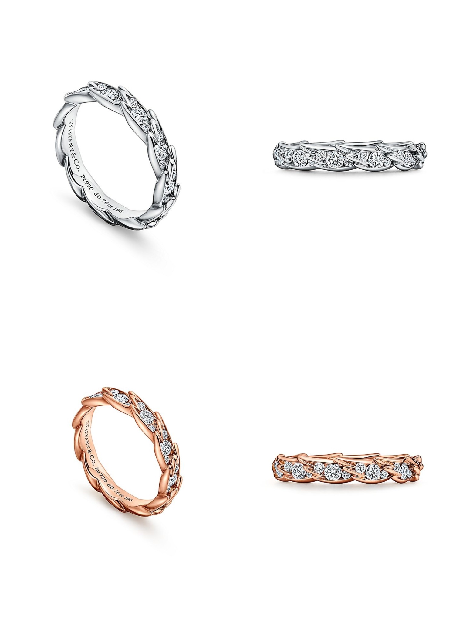 Tiffany & Co. Tiffany蒂芙尼戒指石上鸟系列，灵动羽翼窄式戒指，飞羽窄式戒指size6789