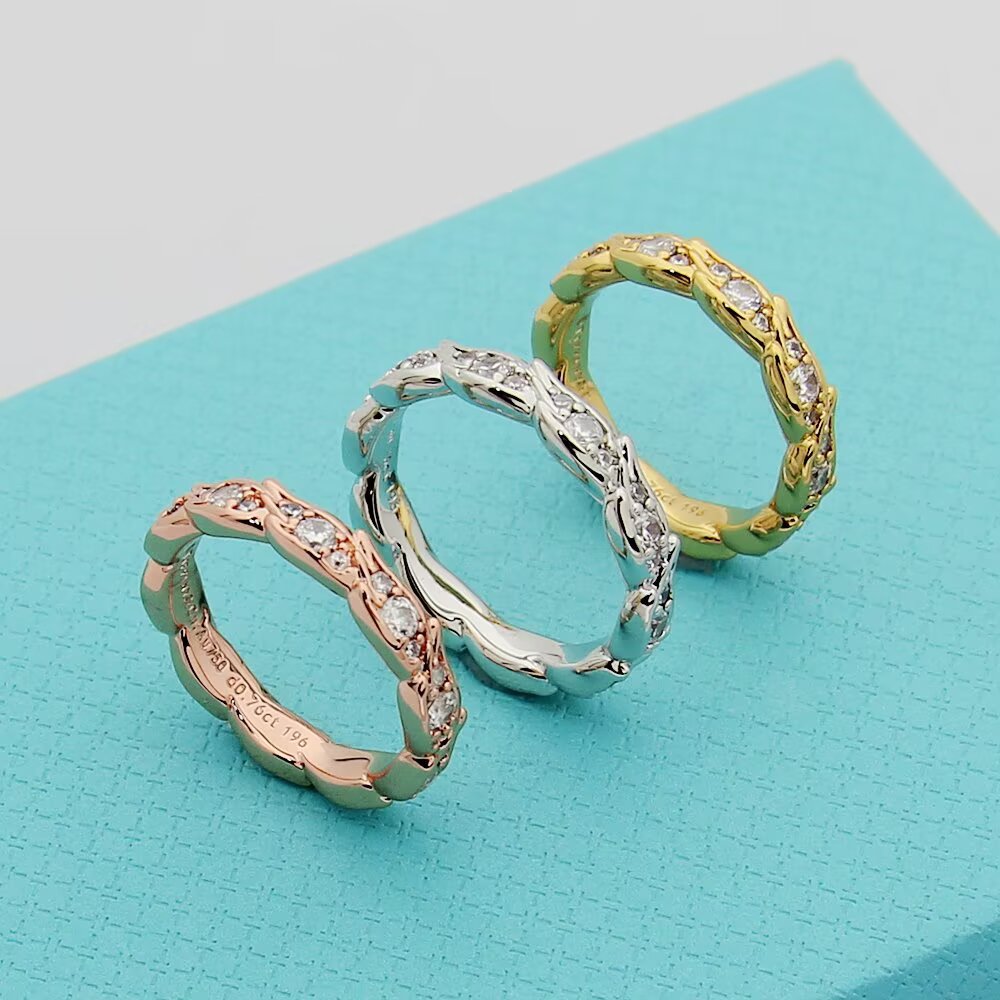 Tiffany & Co. Tiffany蒂芙尼戒指石上鸟系列，灵动羽翼窄式戒指，飞羽窄式戒指size6789