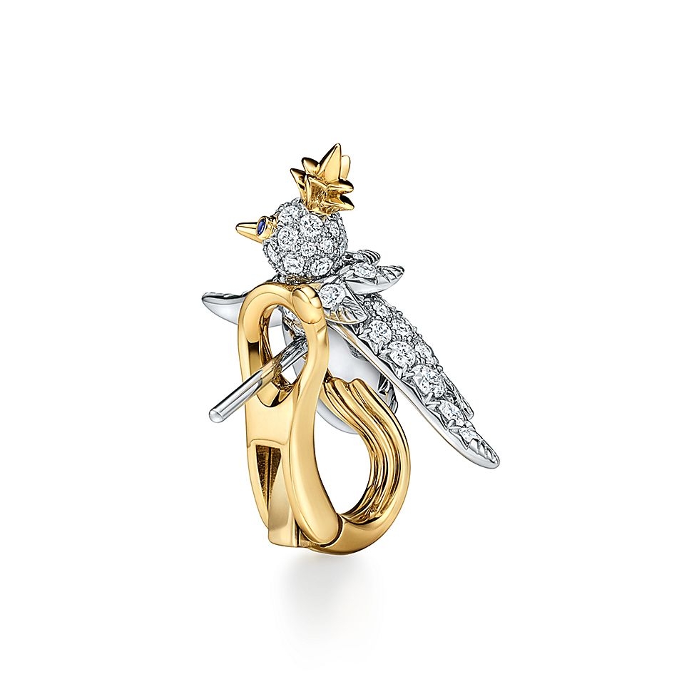 Tiffany & Co. Tiff蒂芙尼耳夹石上鸟系列小鸟耳环 翱翔鸟耳环
