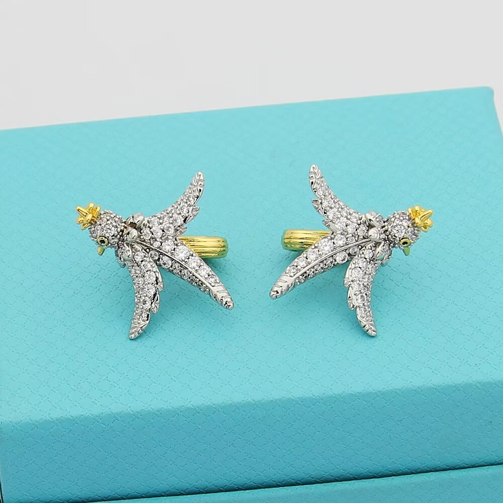 Tiffany & Co. Tiff蒂芙尼耳夹石上鸟系列小鸟耳环 翱翔鸟耳环