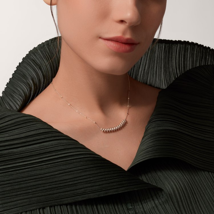 Cartier Cartier卡地亚子弹项链满钻项链柳钉可 电镀18k金