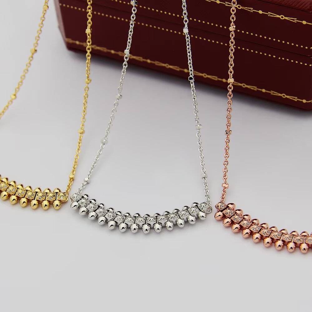 Cartier Cartier卡地亚子弹项链满钻项链柳钉可 电镀18k金
